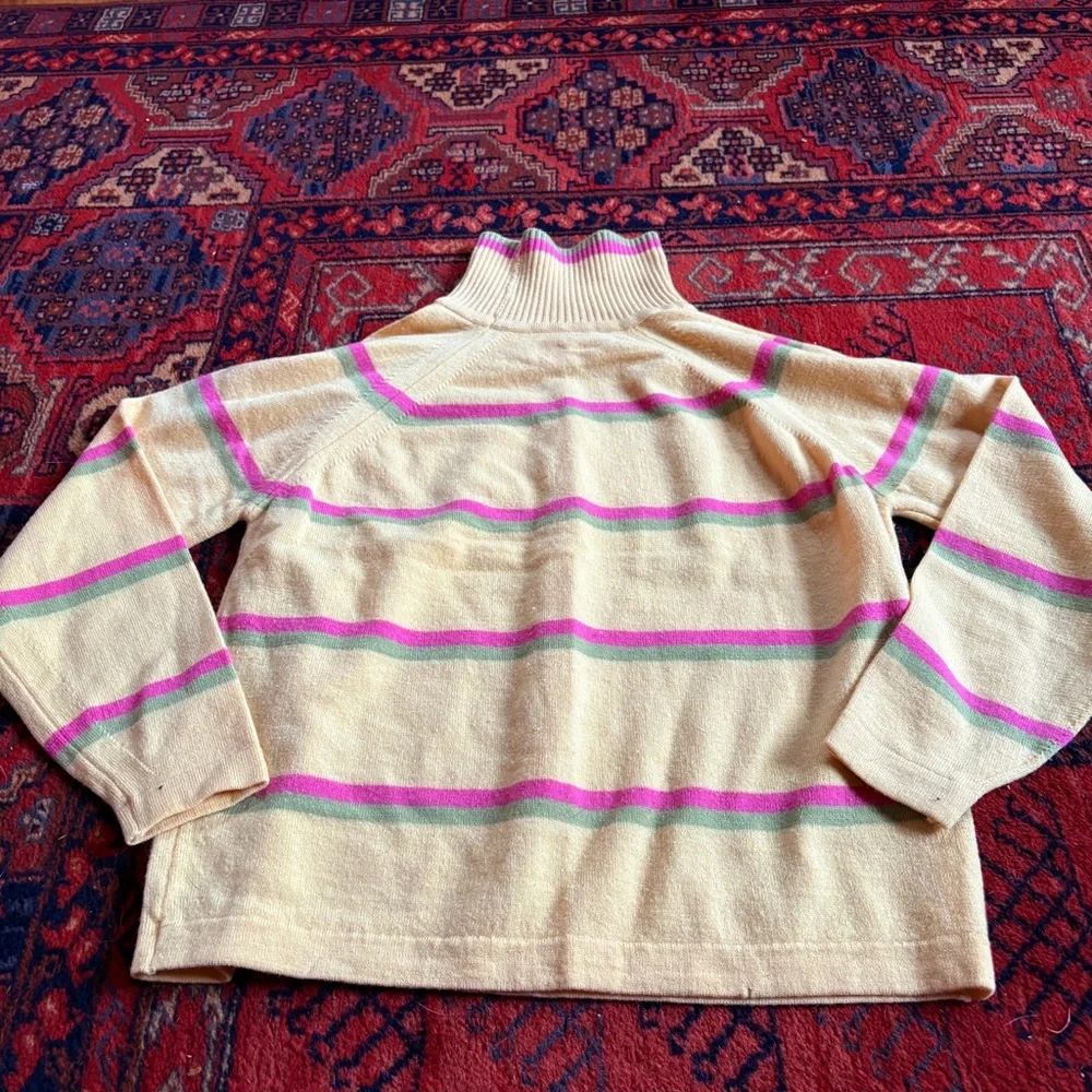 Vintage Pendleton Yellow Striped Virgin Wool Turtleneck Sweater